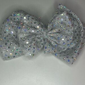 Sparkling Silver Bow with Rhinestones